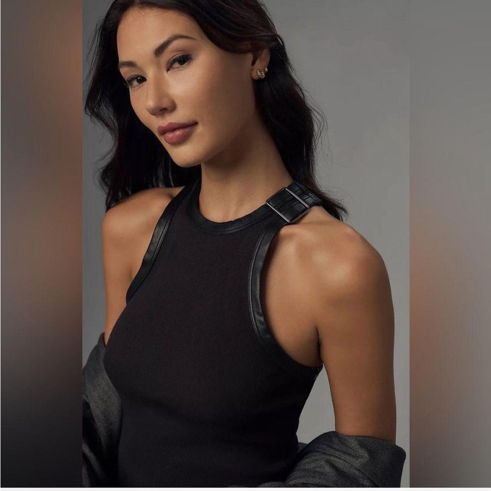 Pilcro Faux Leather Tank Top